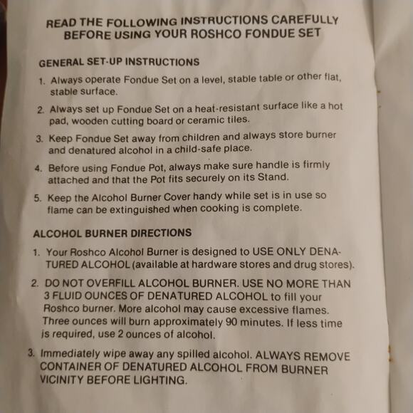 Vintage Roshco Fondue Pot with Box, skewers, fuel pot, instructions - Picture 3 of 3